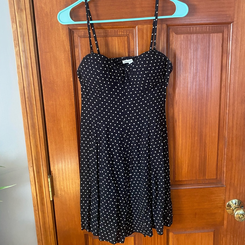 American eagle black and white polka dot dress